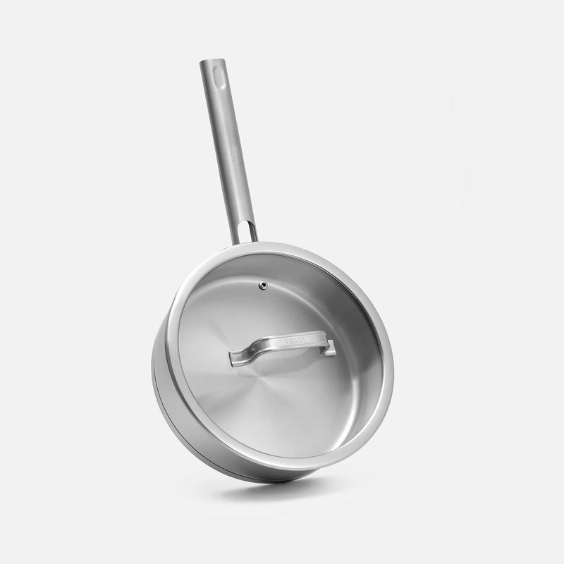 Głęboka patelnia Core Standard, ø 24 cm (2,5 l) - Patelnia bez nitów z jednowarstwowej stali nierdzewnej, z pokrywką