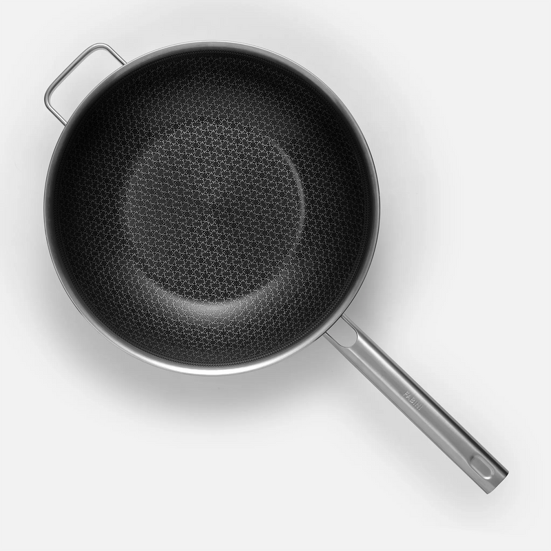 Patelnia wok Hybrid Standard, ø 30 cm - Patelnia bez nitów z wielowarstwowej stali nierdzewnej z hybrydową powłoką ceramiczną, z pokrywką
