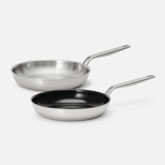 Zestaw patelni Lucca 4.0 Pro, ø 26 cm, 2 części - Patelnia bez nitów z wielowarstwowej stali nierdzewnej + nieprzywierająca patelnia bez nitów z wielowarstwowej stali nierdzewnej z powłoką ceramiczną