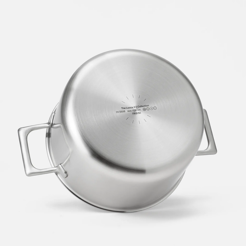 Garnek Lucca 4.0 Pro, ø 24 cm (5,5 l) - Garnek bez nitów z wielowarstwowej stali nierdzewnej z pokrywką