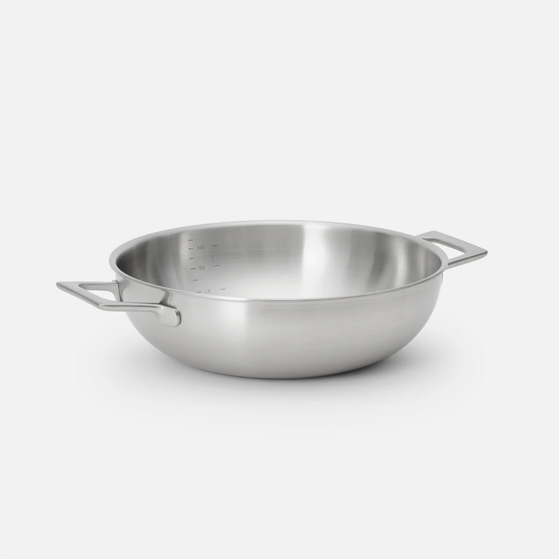 Stożkowa patelnia do serwowania Lucca 4.0 Pro, ø 28 cm (3,5 l) - Patelnia bez nitów z wielowarstwowej stali nierdzewnej z pokrywką