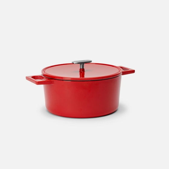 Garnek Mattia 3.0 Standard, ø 26 cm (5,5 l) - Garnek żeliwny emaliowany z pokrywką, błyszczący czerwony