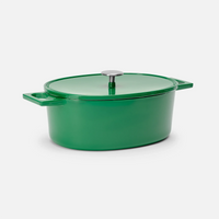 Owalna brytfanna Mattia 3.0 Standard, 33×25 cm - Brytfanna żeliwna emaliowana z pokrywką, błyszcząca zielona