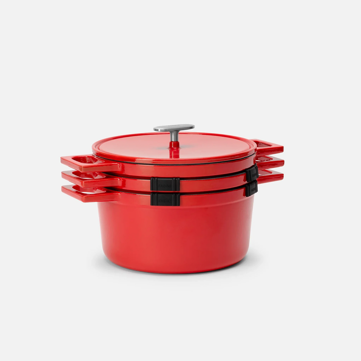 Zestaw naczyń do sztaplowania Mattia 3.0 Standard, ø 26 cm, 4 części - Naczynia żeliwne emaliowane, błyszczące czerwone