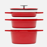 Zestaw naczyń do sztaplowania Mattia 3.0 Standard, ø 26 cm, 4 części - Naczynia żeliwne emaliowane, błyszczące czerwone