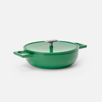 Patelnia do serwowania Mattia 3.0 Standard, ø 26 cm - Patelnia żeliwna emaliowana z pokrywką, błyszcząca zielona