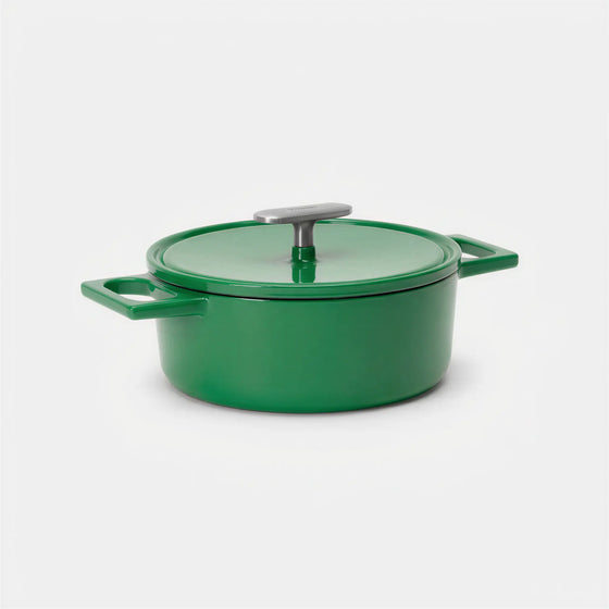 Garnek Mattia 3.0 Standard, ø 20 cm (2 l) - Garnek żeliwny emaliowany z pokrywką, błyszczący zielony