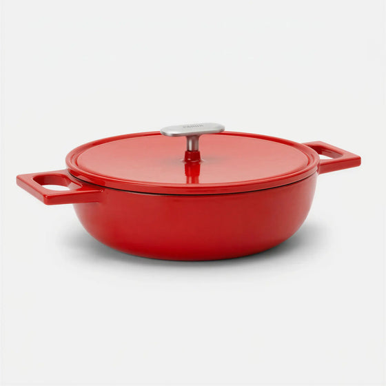 Patelnia do serwowania Mattia 3.0 Standard, ø 26 cm - Patelnia żeliwna emaliowana z pokrywką, błyszcząca czerwona