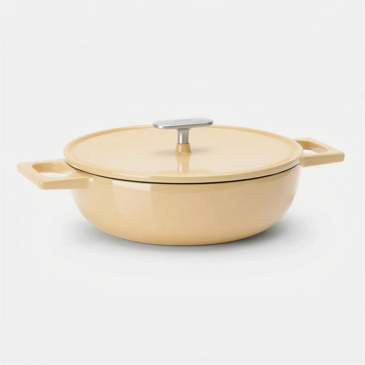 Patelnia do serwowania Mattia 3.0 Standard, ø 26 cm - Patelnia żeliwna emaliowana z pokrywką, błyszcząca kremowa