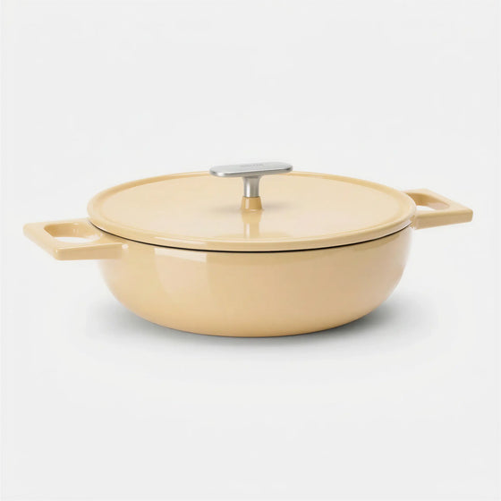 Patelnia do serwowania Mattia 3.0 Standard, ø 26 cm - Patelnia żeliwna emaliowana z pokrywką, błyszcząca kremowa