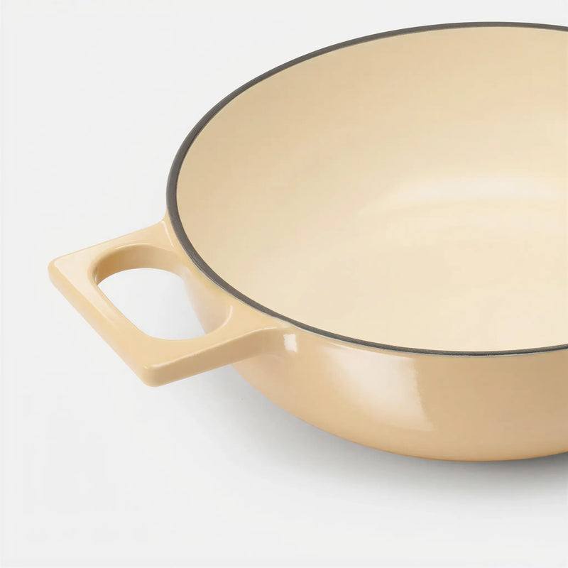 Patelnia do serwowania Mattia 3.0 Standard, ø 26 cm - Patelnia żeliwna emaliowana z pokrywką, błyszcząca kremowa
