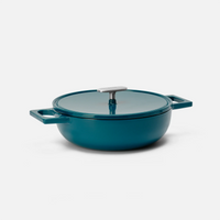 Patelnia do serwowania Mattia 3.0 Standard, ø 26 cm - Patelnia żeliwna emaliowana z pokrywką, błyszcząca morska