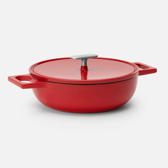 Patelnia do serwowania Mattia 3.0 Standard, ø 26 cm - Patelnia żeliwna emaliowana z pokrywką, matowa czerwona