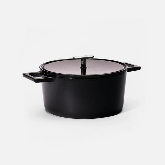 Garnek Mattia 3.0 Standard, ø 26 cm (5,5 l) - Garnek żeliwny emaliowany z pokrywką, błyszczący czarny