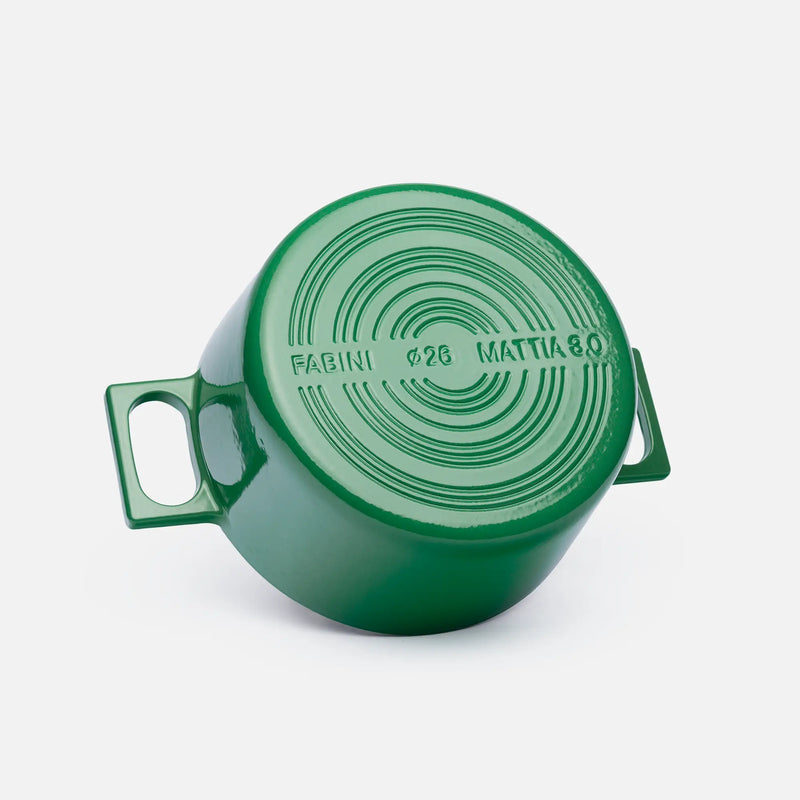 Garnek Mattia 3.0 Standard, ø 26 cm (5,5 l) - Garnek żeliwny emaliowany z pokrywką, błyszczący zielony
