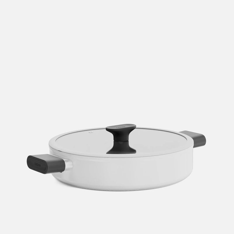 Patelnia do serwowania Meda 5.0 Economy, ø 28 cm - Patelnia z nieprzywierającą powłoką ceramiczną z pokrywką, kolor kremowy