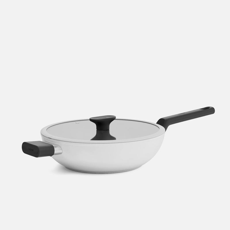 Patelnia wok Meda 5.0 Economy, ø 28 cm - Patelnia z nieprzywierającą powłoką ceramiczną z pokrywką, kolor kremowy