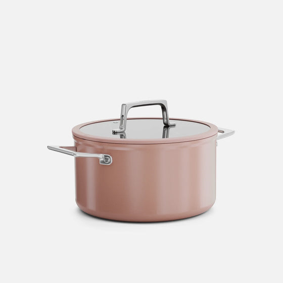 Garnek Meda 5.0 Pro, ø 24 cm (5,4 l) - Garnek z nieprzywierającą powłoką ceramiczną z pokrywką, kolor brzoskwiniowy