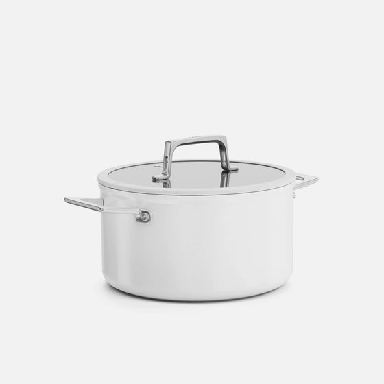 Garnek Meda 5.0 Pro, ø 24 cm (5,4 l) - Garnek z nieprzywierającą powłoką ceramiczną z pokrywką, kolor jasnoszary
