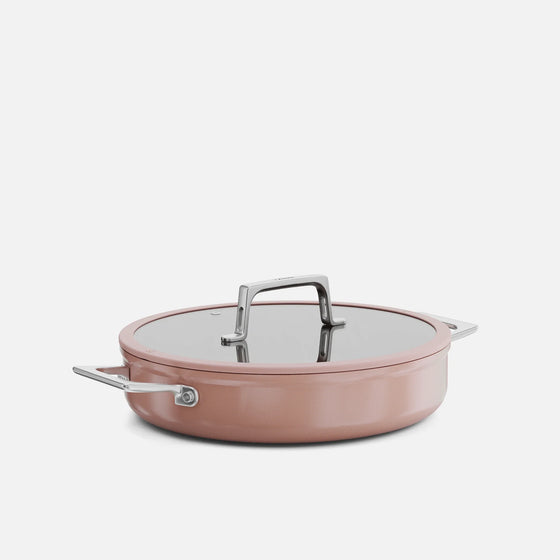 Patelnia do serwowania Meda 5.0 Pro, ø 28 cm - Patelnia z nieprzywierającą powłoką ceramiczną z pokrywką, kolor brzoskwiniowy