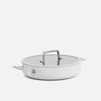 Patelnia do serwowania Meda 5.0 Pro, ø 28 cm - Patelnia z nieprzywierającą powłoką ceramiczną z pokrywką, kolor jasnoszary