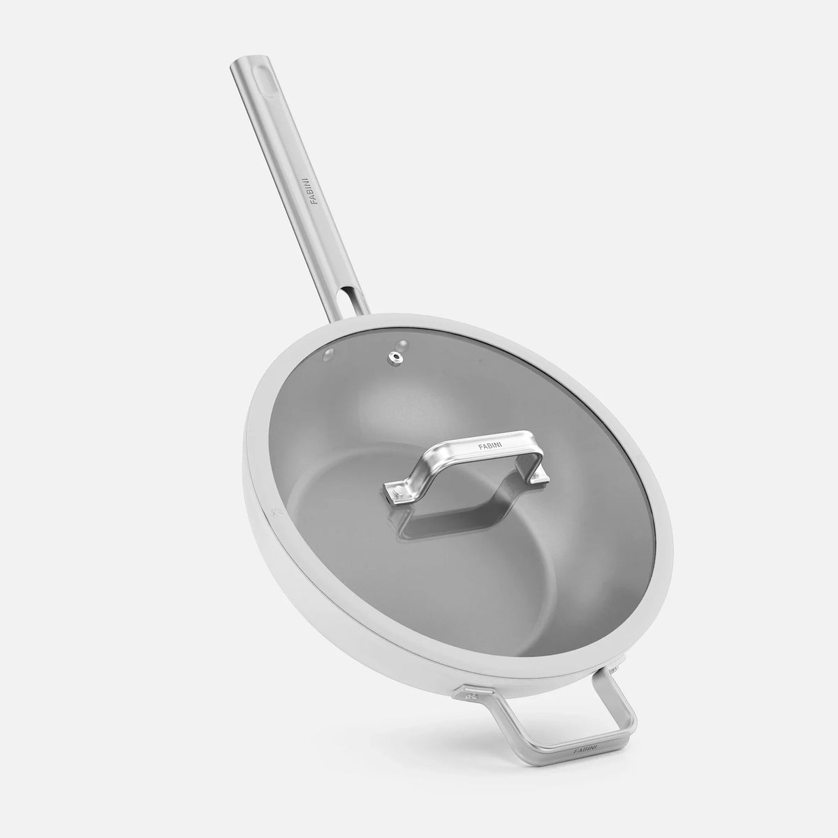 Patelnia wok Meda 5.0 Standard, ø 28 cm - Patelnia z nieprzywierającą powłoką ceramiczną z pokrywką, kolor kremowy