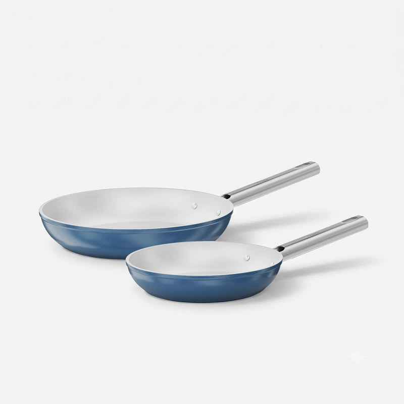 Zestaw patelni, ø 20 cm + ø 26 cm, 2 części – Nieprzywierające patelnie z powłoką ceramiczną, kolor niebieski