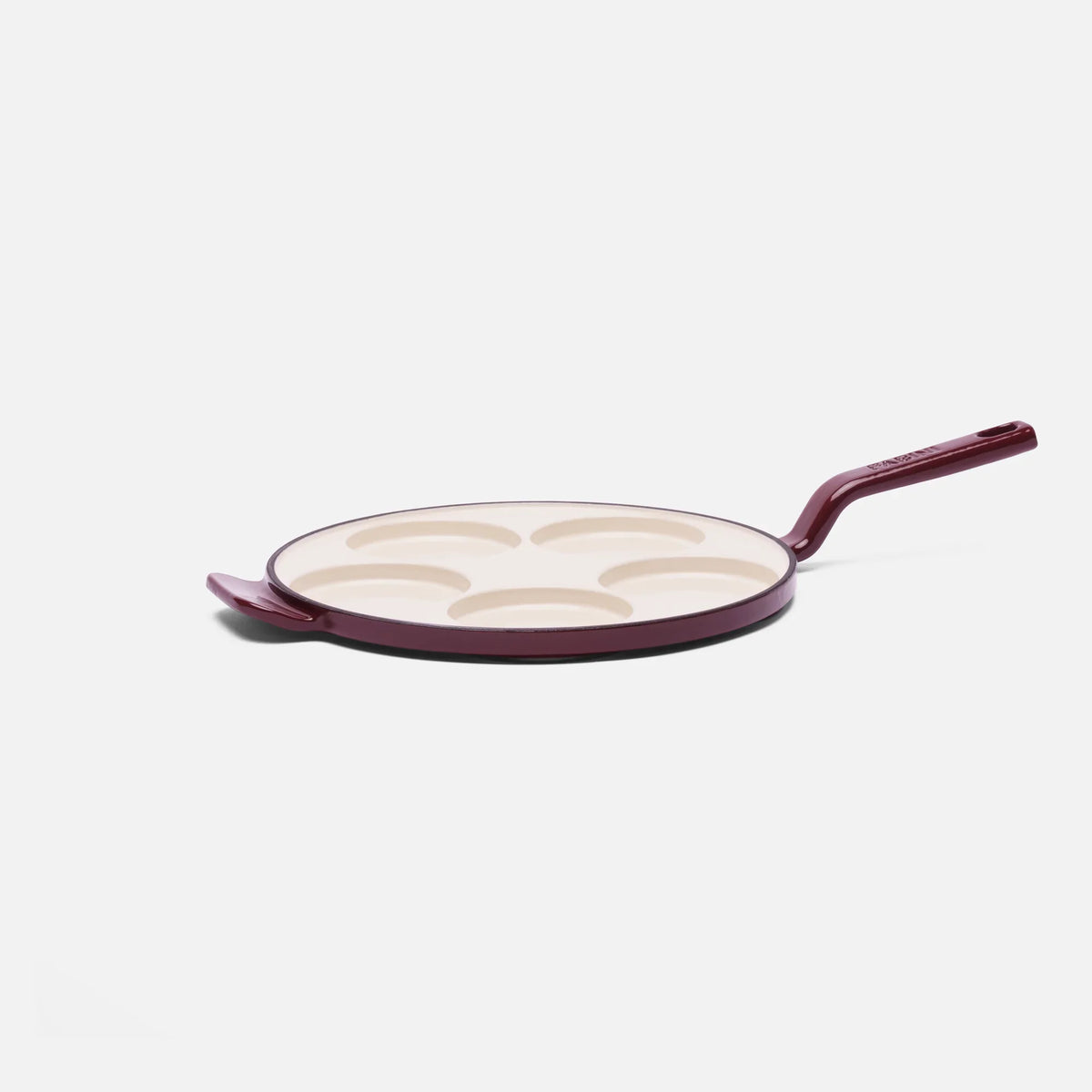 Świąteczna patelnia do racuchów Mattia 3.0 Standard, ø 26 cm - Patelnia żeliwna emaliowana do 5 racuchów, kolor bordowy